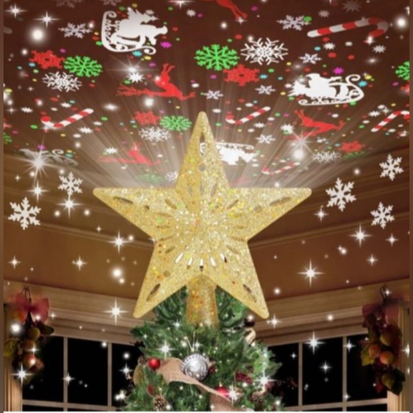 Projector Led Tree Top Star-Glittery Gold - Picture 5 of 8